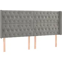 Syfax Kopfteil mit Ohren Hellgrau 203x16x118/128 cm Samt