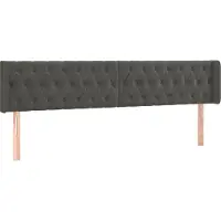Syfax Kopfteil mit Ohren Dunkelgrau 203x16x78/88 cm Samt