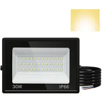 Peviasot LED Strahler Außen 30W, IP66 LED Fluter 120°, Warmweiß 3000K, 1m Kabel ohne Stecker, 2er Set