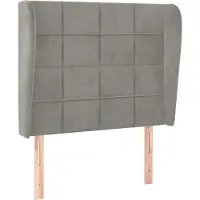 Syfax Kopfteil mit Ohren Hellgrau 93x23x118/128 cm Samt