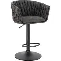 HOME DELUXE Barhocker SAMIR – Dunkelgrau, gewebt, höhenverstellbar (5er Set) | Moderner Tresenhocker mit Stoffbezug & Fußstütze