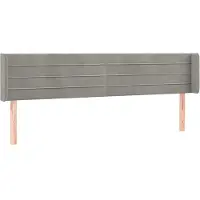 Syfax Kopfteil mit Ohren Hellgrau 183x16x78/88 cm Samt