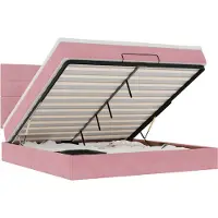 Syfax Ottoman-Bett mit Matratzen & LEDs Rosa 160x200 cm Samt