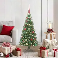 vidaXL Möbel Weihnachtsbaum mit 150 LEDs mit Ständer Grün 120 cm PVC - 3585201