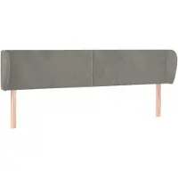 Syfax Kopfteil mit Ohren Hellgrau 203x23x78/88 cm Samt