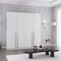 FABRYKA MEBLI IDŹCZAK Drehtürenschrank Kleiderschrank Schrank 200 cm Weiß/Weiß viertürig Rosa 01