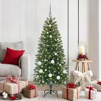 vidaXL Möbel Künstlicher Weihnachtsbaum mit 150 LEDs Grün 150 cm PE und PVC - 4113876