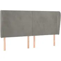 Syfax Kopfteil mit Ohren Hellgrau 203x23x118/128 cm Samt