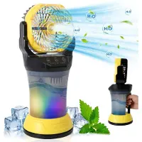 Zimilo Ventilator mit Wassernebel, 2000 ml Wassertank, 4 Geschwindigkeiten, 90° Oszillation, RGB Nachtlicht, Luftkühler mit Fernbedienung