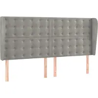 Syfax Kopfteil mit Ohren Hellgrau 183x23x118/128 cm Samt