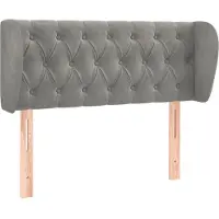 Syfax Kopfteil mit Ohren Hellgrau 103x23x78/88 cm Samt