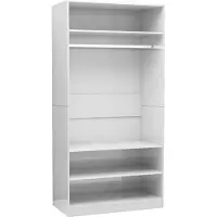 Syfax Kleiderschrank Hochglanz-Weiß 100x50x200 cm Holzwerkstoff