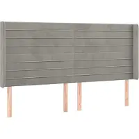 Syfax Kopfteil mit Ohren Hellgrau 163x16x118/128 cm Samt