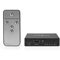 Nedis Hdmi-switch 3 Anschlüsse 3xhdmi Eingang Zu 1xhdmi Ausgang 8k Fernbedienung Aluminium 60hz