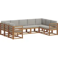 vidaXL Outdoor-Sofagarnitur 9 Stk. Natürlich und Hellgrau