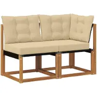 vidaXL 2 stk. Outdoor Mittel- und Ecksofa Natur