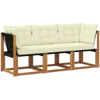 vidaXL Outdoor Mittel- und Ecksofa mit Kissen 3 Stück Natur