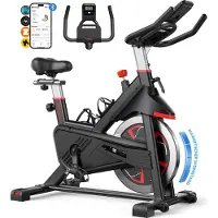 Merach Leises Magnetischer Heimtrainer, Fitnessbike für Zuhause mit LCD, Tablet-Halter, 0–100 % Widerstand, kompatibel Kinomap/Zwift, verstellbar, bis 180 kg