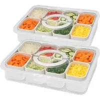 Rosenstein & Söhne 2er-Set Snackboxen mit 8 herausnehmbaren Fächern, Deckel und Griff