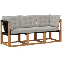 vidaXL Outdoor Mittel- und Ecksofa mit Kissen 3 Stück Natur