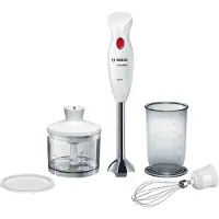 Bosch Stabmixer "CleverMixx MSM24500, Edelst. Mixfuß, Zerkleinerer, Schneebesen, weiß" 400 W 4 Klingen, Mixbecher, Made in Europe