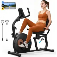 Merach Liege-Ergometer, Heimtrainer Fahrrad für Zuhause, 8 Widerstandsstufen, mit Bluetooth, APP, LCD-Display, Beintrainer bis 158kg, Tablet-Halter, leise