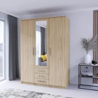 FABRYKA MEBLI IDCZAK Drehtürenschrank Kleiderschrank mit Spiegel 150 cm Sonoma/Sonoma - Szantal 3D