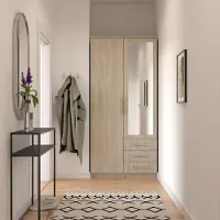 FABRYKA MEBLI IDCZAK Drehtürenschrank Kleiderschrank Schrank mit Spiegel 100 cm Sonoma/Sonoma - Szantal 2D