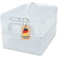 Intirilife Transportbox Behälter für Kuchen und Cupcakes 2 Etagen aus Kunststoff in Weiß - 36.1 x 26.1 x 21.2 cm - Transportbehälter für Muffins Kuchenbox