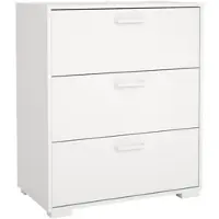 Wellhome - Schlafzimmerkommode mit 3 Schubladen in der Farbe Weiß 71 x 40 x 83 cm - Eria White