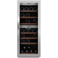 mQuvée Freistehender Weinkühlschrank - WineExpert 38 Stainless | 2 verstellbare Temperaturzonen 5 bis 20°C | Kapazität 38 Flaschen | UV-Glastür