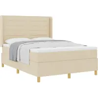vidaXL Boxspringbett mit Matratze Creme 160 x 200 cm Stoff