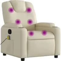 Syfax Massagesessel mit Relaxfunktion, Kunstleder, Creme