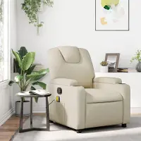 vidaXL Möbel Massagesessel mit Relaxfunktion, Kunstleder, Creme - Fernseh- & Relaxsessel 3205544