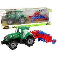 Lean Toys LeanToys Traktor mit Pflug Friktionsantrieb Rot
