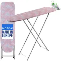 Kadax Bügelbrett mit Fach "Habo", Dampfbügeltisch, 104 cm, rote geometrische Muster