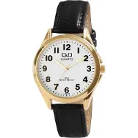 Q&Q Herrenuhr Kunstlederion goldfarbig, 3 ATM