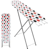 Kadax Bügelbrett mit Fach, 104x30cm Dampfbügelbrett mit ausziehbarer mit Bügeleisenablage, kompakte Dampfbügelstation mit Schaumstoffunterlage (Grau)