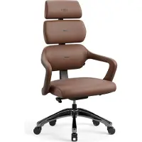 Diablo V-Modular Bürostuhl Schreibtischstuhl Chefsessel Ergonomisch Abnehmbare Kopfstütze Kunstleder, Braun