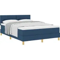 vidaXL Boxspringbett mit Kissen mit Kopfteil Blau 160 x 200 cm Stoff