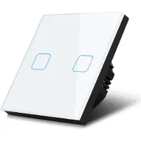 Macleans Glas Touch Lichtschalter Wandschalter Touchscreen Schalter LED Beleuchtung weiß 2-fach Schalter rechteckig
