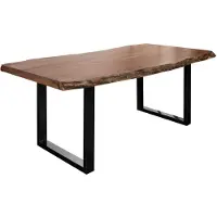 MASSIVMOEBEL24.DE MASSIVMOEBEL24 Baumtisch Akazie 220x100x77 natur lackiert / U-Beine anthrazit glänzend FREEFORM 5