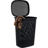 Bathroom Solutions Koopman Diamond Wäschekorb – 60 Liter – mit Deckel – schwarz – Polypropylen