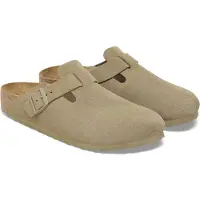 Birkenstock für Damen. 1025844 Leder-Clogs Boston (Schmale Passform) pistaziengrün (38), Wohnung, Keine, Lässig