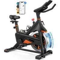 Merach Leises Magnetischer Heimtrainer, Fitnessbike für Zuhause mit LCD, Tablet-Halter, 0–100 % Widerstand, kompatibel Kinomap/Zwift, verstellbar, bis 180 kg