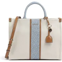 Liu Jo für Damen. AA6206-T388A Mittlere Jacquardtasche beige, blau (OSFA), Lässig, Baumwolle, Denim