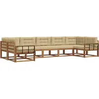 vidaXL Outdoor-Sofagarnitur mit Kissen 7 pcs Natur und Beige