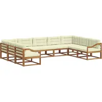 vidaXL Outdoor-Sofagarnitur mit Kissen 9 pcs Natur und Creme