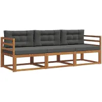 vidaXL Outdoor-Sofagarnitur 3 stk. Natur und Anthrazit