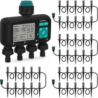Vonroc 4-Wege-Wasser-Timer und 4× Bewässerungssystem | Komplettes Starterset